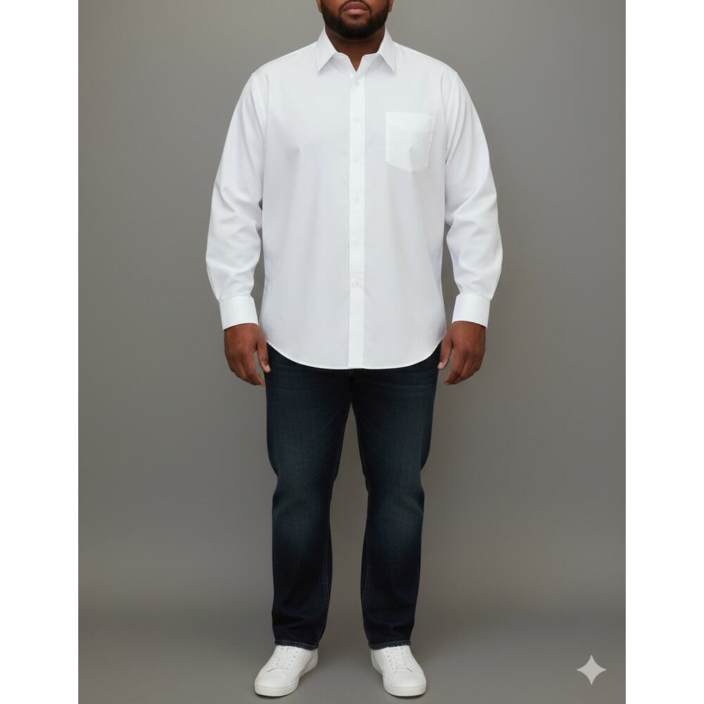 Oak Hill Mens Shirt 20 37/38 Blue Button Down 3XLT Big Tall Classic Fit Non Iron